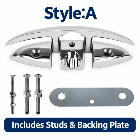 Marine Grade Pop-Up Cleat for Yacht and Boat Docking, Retractable Stainless Steel Mooring Cleat with Mirror Polish Finish for Deck and Gunwale Installation (A, 8")