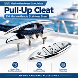 Marine Grade Pop-Up Cleat for Yacht and Boat Docking, Retractable Stainless Steel Mooring Cleat with Mirror Polish Finish for Deck and Gunwale Installation (A, 8")