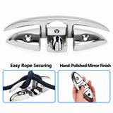 Marine Grade Pop-Up Cleat for Yacht and Boat Docking, Retractable Stainless Steel Mooring Cleat with Mirror Polish Finish for Deck and Gunwale Installation (A, 8")