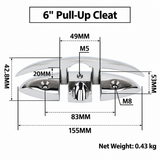 Marine Grade Pop-Up Cleat for Yacht and Boat Docking, Retractable Stainless Steel Mooring Cleat with Mirror Polish Finish for Deck and Gunwale Installation (A, 8")