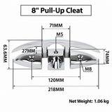 Marine Grade Pop-Up Cleat for Yacht and Boat Docking, Retractable Stainless Steel Mooring Cleat with Mirror Polish Finish for Deck and Gunwale Installation (A, 8")