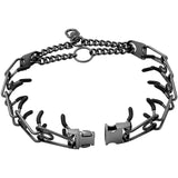 Premium Quick-Release Dog Training Chain Collar with Stimulation Nodes – Durable Stainless Steel Slip Collar for Large & Medium Breeds, Correct Pulling and Jumping Behaviors with Comfortable Rubber-Tipped Prongs. (M, Gold)