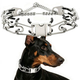 Premium Quick-Release Dog Training Chain Collar with Stimulation Nodes – Durable Stainless Steel Slip Collar for Large & Medium Breeds, Correct Pulling and Jumping Behaviors with Comfortable Rubber-Tipped Prongs. (XL, RoseGold)