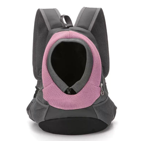 Ventilated Small Pet Carrier Backpack – Hands-Free Nylon Travel Bag with Adjustable Head Opening and Side Pockets, Ideal for Walking, Hiking and Daily Outings with Small Dogs and Cats (L, Pink)
