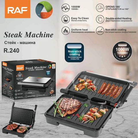 1000W Electric Indoor Grill and Panini Press with Non-Stick Double-Sided Plates, 180-Degree Open Flat Design for Steaks, Skewers, Sausages and Sandwiches, Compact Countertop Cooking Appliance for Everyday Home Meals (Silver) In Australia - Darrahopens