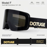 DOTUGE DGZ-12XS Ski Goggles with Italian REVO Coated Dual-Layer Anti-Fog Lens, UV400 Protection, Large Cylindrical Wide View, Compatible with Prescription Glasses, for Skiing and Snow Sports (E)