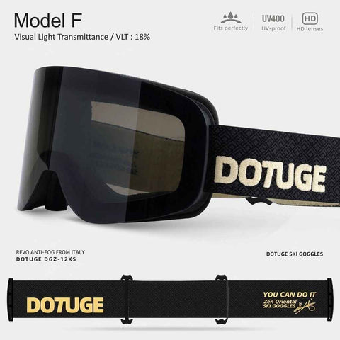 DOTUGE DGZ-12XS Ski Goggles with Italian REVO Coated Dual-Layer Anti-Fog Lens, UV400 Protection, Large Cylindrical Wide View, Compatible with Prescription Glasses, for Skiing and Snow Sports (F) In Australia - Darrahopens