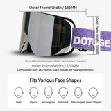 DOTUGE DGZ-12XS Ski Goggles with Italian REVO Coated Dual-Layer Anti-Fog Lens, UV400 Protection, Large Cylindrical Wide View, Compatible with Prescription Glasses, for Skiing and Snow Sports (F) In Australia - Darrahopens