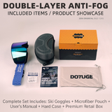 DOTUGE DGZ-12XS Ski Goggles with Italian REVO Coated Dual-Layer Anti-Fog Lens, UV400 Protection, Large Cylindrical Wide View, Compatible with Prescription Glasses, for Skiing and Snow Sports (F)