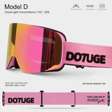 DOTUGE DGZ-12XS Ski Goggles with Italian REVO Coated Dual-Layer Anti-Fog Lens, UV400 Protection, Large Cylindrical Wide View, Compatible with Prescription Glasses, for Skiing and Snow Sports (F)