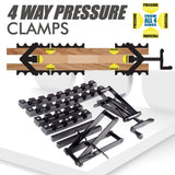 Four-Way Pressure Woodworking Clamp with Scissor-Head and Slotted Fixing Bars for Panel Gluing, Joinery, and Edge Bonding Tasks (2PCS) In Australia - Darrahopens