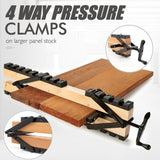 Four-Way Pressure Woodworking Clamp with Scissor-Head and Slotted Fixing Bars for Panel Gluing, Joinery, and Edge Bonding Tasks (2PCS)