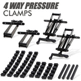 Four-Way Pressure Woodworking Clamp with Scissor-Head and Slotted Fixing Bars for Panel Gluing, Joinery, and Edge Bonding Tasks (2PCS)