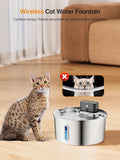 Wireless Pet Water Fountain for Cats and Small Dogs, 304 Stainless Steel, 3.2L Capacity, Rechargeable Battery, Three Flow Modes, Low Noise, Easy to Clean (D1)