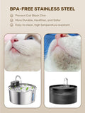 Wireless Pet Water Fountain for Cats and Small Dogs, 304 Stainless Steel, 3.2L Capacity, Rechargeable Battery, Three Flow Modes, Low Noise, Easy to Clean (D1)