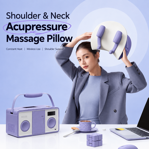 Wireless Neck and Shoulder Kneading Massage Pillow with Heat, Multi-Position Body Relaxation Device for Home Office and Daily Comfort (Lavender) In Australia - Darrahopens