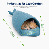 Cozy Whale-Shaped Semi-Enclosed Cat Bed, Plush Corduroy Pet Hideaway & Nap Sack – Soft, Washable, and Perfect for Year-Round Snuggling, Playing, or Peaceful Privacy in Any Living Space (Cyan) In Australia - Darrahopens