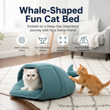 Cozy Whale-Shaped Semi-Enclosed Cat Bed, Plush Corduroy Pet Hideaway & Nap Sack – Soft, Washable, and Perfect for Year-Round Snuggling, Playing, or Peaceful Privacy in Any Living Space (Cyan) In Australia - Darrahopens