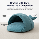 Cozy Whale-Shaped Semi-Enclosed Cat Bed, Plush Corduroy Pet Hideaway & Nap Sack – Soft, Washable, and Perfect for Year-Round Snuggling, Playing, or Peaceful Privacy in Any Living Space (Cyan) In Australia - Darrahopens