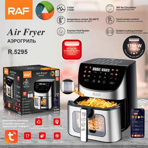 Darrahopens Appliances > Kitchen Appliances > Air Fryers Smart Stainless Steel Air Fryer with Visible Glass Window, Touch and APP Control, Large Capacity for Oil-Free Cooking of Fries, Meat, Vegetables and Desserts in Home Kitchens (Silver) In Australia - Darrahopens