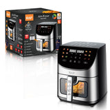 Darrahopens Appliances > Kitchen Appliances > Air Fryers Smart Stainless Steel Air Fryer with Visible Glass Window, Touch and APP Control, Large Capacity for Oil-Free Cooking of Fries, Meat, Vegetables and Desserts in Home Kitchens (Silver) In Australia - Darrahopens