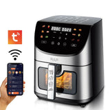 Darrahopens Appliances > Kitchen Appliances > Air Fryers Smart Stainless Steel Air Fryer with Visible Glass Window, Touch and APP Control, Large Capacity for Oil-Free Cooking of Fries, Meat, Vegetables and Desserts in Home Kitchens (Silver) In Australia - Darrahopens
