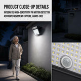 Solar Powered Outdoor LED Floodlight with Remote Control and Motion Sensor, Dual Charging via Solar and USB, Weatherproof Wall Light for Driveway Garden Patio, Choice of 6000K Daylight or 3000K Warm Glow (6000K White（1PCS）+3000K Warm（1PCS）)
