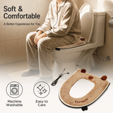 USB Heated Toilet Seat Cover with Capybara Design – Soft Plush, Washable, Fast Heating, 5-Level Temperature & Timer Control for Cozy Winter Bathroom Use (Grey)