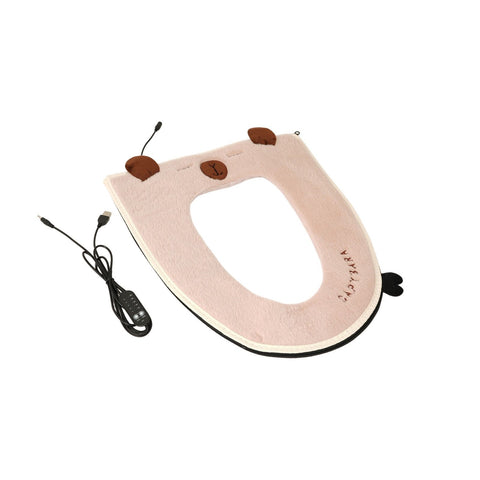 USB Heated Toilet Seat Cover with Capybara Design – Soft Plush, Washable, Fast Heating, 5-Level Temperature & Timer Control for Cozy Winter Bathroom Use (Pink) In Australia - Darrahopens