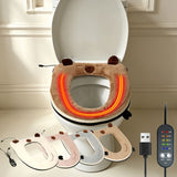 USB Heated Toilet Seat Cover with Capybara Design – Soft Plush, Washable, Fast Heating, 5-Level Temperature & Timer Control for Cozy Winter Bathroom Use (Pink)
