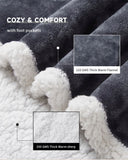 Cozy Wearable Heated Blanket with Sleeves and Foot Pocket – Reversible Fleece & Sherpa, Adjustable Temperature & Timer, Perfect for Sofa, Desk, Bed, Indoor Use (Grey)