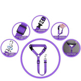 Protect Your Pet on the Road: 2-in-1 Adjustable Dog Car Safety Tether and Leash, 360° Rotating Hook for Cars and SUVs, Secure Your Cat or Dog During Travel (Purple) In Australia - Darrahopens