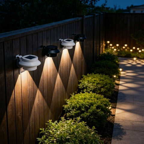 Solar Powered Smart Wall Light with Auto Dusk-to-Dawn Sensor, IP65 Waterproof Fence & Garden Accent Lighting, Available in 3000K Warm White or 6000K Cool White, Ideal for Patio, Pathway, and Courtyard Ambient Glow (16PCS, Black Housing‑Warm White Light)