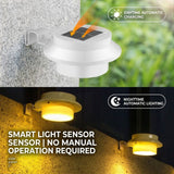 Solar Powered Smart Wall Light with Auto Dusk-to-Dawn Sensor, IP65 Waterproof Fence & Garden Accent Lighting, Available in 3000K Warm White or 6000K Cool White, Ideal for Patio, Pathway, and Courtyard Ambient Glow (16PCS, White Housing‑Warm White Light)