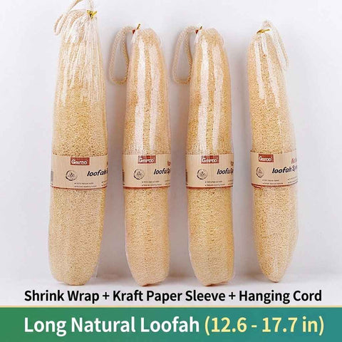 Natural Long Loofah Sponge for Kitchen Cleaning, Non-Stick Dish Scrubber, Eco-Friendly Plant Fiber Scouring Pad with Hanging Rope, Versatile for Pots, Pans, and Cookware (L, Shrink) In Australia - Darrahopens