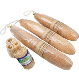 Natural Long Loofah Sponge for Kitchen Cleaning, Non-Stick Dish Scrubber, Eco-Friendly Plant Fiber Scouring Pad with Hanging Rope, Versatile for Pots, Pans, and Cookware (L, Shrink)