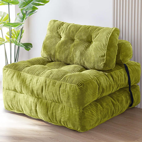 Darrahopens Furniture > Sofas > Sofas & Sofa Beds Convertible Folding Sofa Bed Pumpkin Design Corduroy Fabric Two-in-One Lounger for Living Room Bedroom Small Apartments Guest Room Daily Relaxation and Overnight Sleeping (Green) In Australia - Darrahopens