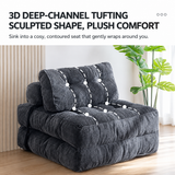 Convertible Folding Sofa Bed Pumpkin Design Corduroy Fabric Two-in-One Lounger for Living Room Bedroom Small Apartments Guest Room Daily Relaxation and Overnight Sleeping (Green)