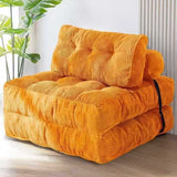 Convertible Folding Sofa Bed Pumpkin Design Corduroy Fabric Two-in-One Lounger for Living Room Bedroom Small Apartments Guest Room Daily Relaxation and Overnight Sleeping (Green)