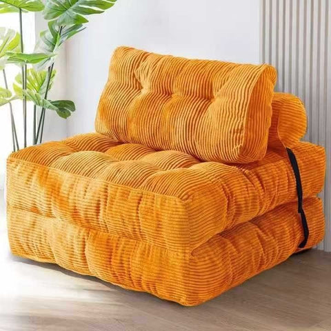 Darrahopens Furniture > Sofas > Sofas & Sofa Beds Convertible Folding Sofa Bed Pumpkin Design Corduroy Fabric Two-in-One Lounger for Living Room Bedroom Small Apartments Guest Room Daily Relaxation and Overnight Sleeping (Orange) In Australia - Darrahopens