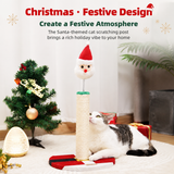 Cat Christmas Tree Scratcher Post with Spring Bobbing Head and Hanging Ball, Festive Santa and Candy Cane Design, Durable Sisal Rope, No-Mess Scratching, Interactive Indoor Cat Toy and Holiday Decor (30*57CM)