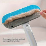 Triple-Action Pet Hair Remover Brush for Cats and Dogs – Reusable Lint Roller with Washable Blue and Grey Fabric Bristles, Durable Plastic Handle, Perfect for Carpets, Upholstery, Clothing, and Car Interiors In Australia - Darrahopens