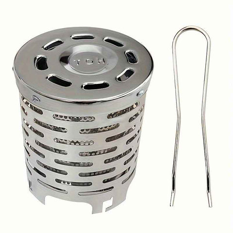 Portable Stainless Steel Camping Heater for Outdoor Cooking and Warming – Perfect for Tent, Snow, Ice Fishing, and Backpacking Trips with Detachable Handle (Silver) In Australia - Darrahopens