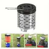 Portable Stainless Steel Camping Heater for Outdoor Cooking and Warming – Perfect for Tent, Snow, Ice Fishing, and Backpacking Trips with Detachable Handle (Silver)