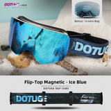 DOTUGE Magnetic Flip-Up Ski Goggles with Dual Frame Design, Anti-Fog HD Lens, Impact-Resistant TPU Frame, and Adjustable Strap for Winter Snow Sports (IceBlue) In Australia - Darrahopens
