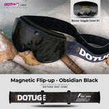 DOTUGE Magnetic Flip-Up Ski Goggles with Dual Frame Design, Anti-Fog HD Lens, Impact-Resistant TPU Frame, and Adjustable Strap for Winter Snow Sports (IceBlue)