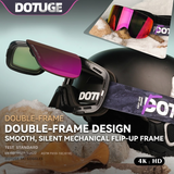 DOTUGE Magnetic Flip-Up Ski Goggles with Dual Frame Design, Anti-Fog HD Lens, Impact-Resistant TPU Frame, and Adjustable Strap for Winter Snow Sports (ObsidianBlack) In Australia - Darrahopens