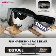 DOTUGE Magnetic Flip-Up Ski Goggles with Dual Frame Design, Anti-Fog HD Lens, Impact-Resistant TPU Frame, and Adjustable Strap for Winter Snow Sports (ObsidianBlack)