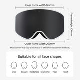 DOTUGE Magnetic Flip-Up Ski Goggles with Dual Frame Design, Anti-Fog HD Lens, Impact-Resistant TPU Frame, and Adjustable Strap for Winter Snow Sports (SpaceSilver)