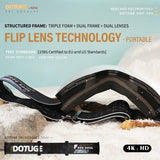 DOTUGE Magnetic Flip-Up Ski Goggles with Dual Frame Design, Anti-Fog HD Lens, Impact-Resistant TPU Frame, and Adjustable Strap for Winter Snow Sports (SpaceSilver)